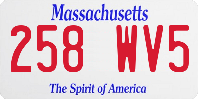 MA license plate 258WV5