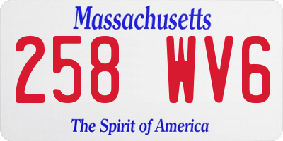 MA license plate 258WV6