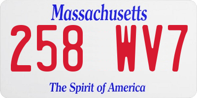 MA license plate 258WV7