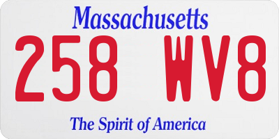 MA license plate 258WV8