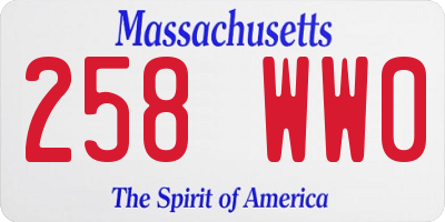 MA license plate 258WW0