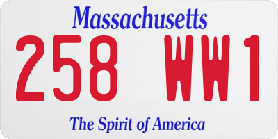 MA license plate 258WW1