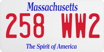 MA license plate 258WW2