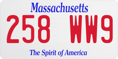 MA license plate 258WW9