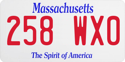 MA license plate 258WX0