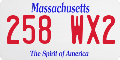MA license plate 258WX2