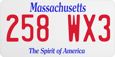 MA license plate 258WX3