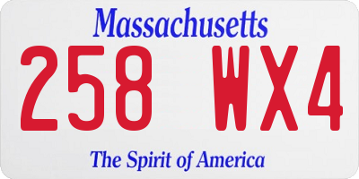 MA license plate 258WX4