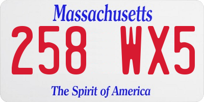 MA license plate 258WX5