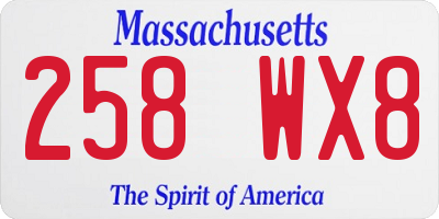 MA license plate 258WX8