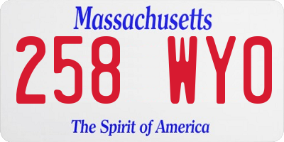 MA license plate 258WY0