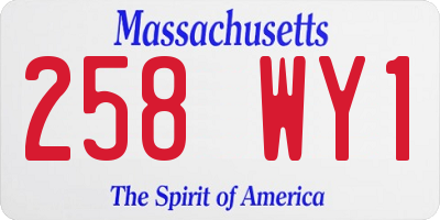 MA license plate 258WY1