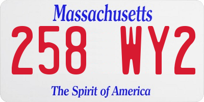 MA license plate 258WY2