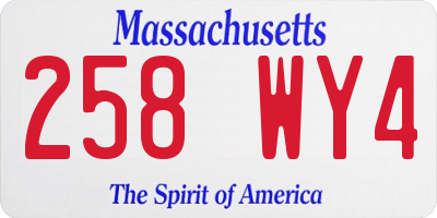 MA license plate 258WY4