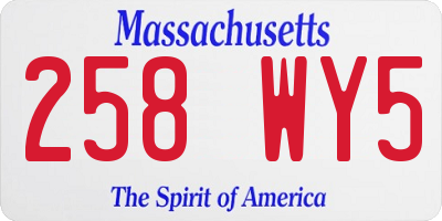 MA license plate 258WY5