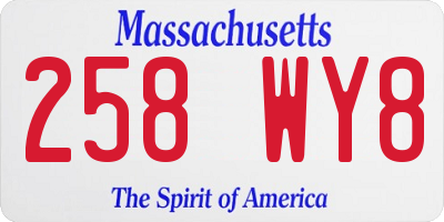 MA license plate 258WY8
