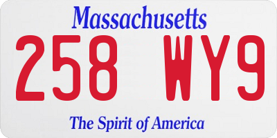 MA license plate 258WY9
