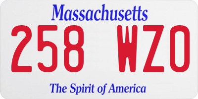 MA license plate 258WZ0