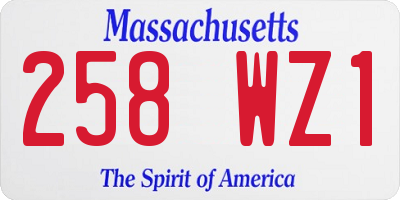 MA license plate 258WZ1
