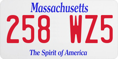 MA license plate 258WZ5