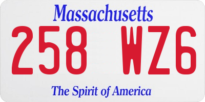 MA license plate 258WZ6