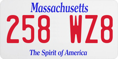 MA license plate 258WZ8