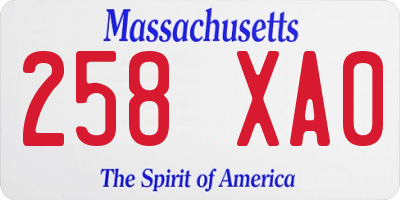 MA license plate 258XA0