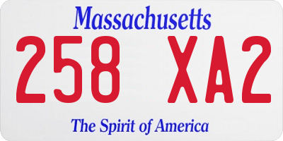 MA license plate 258XA2