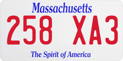 MA license plate 258XA3