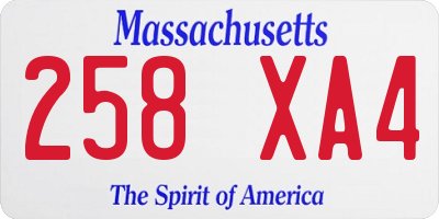 MA license plate 258XA4