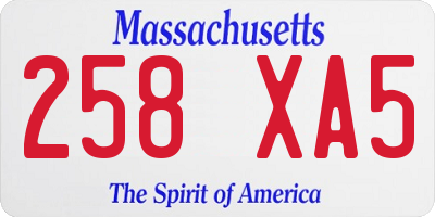 MA license plate 258XA5