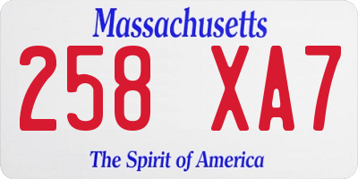 MA license plate 258XA7