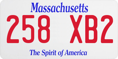 MA license plate 258XB2