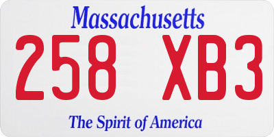 MA license plate 258XB3