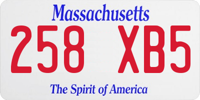 MA license plate 258XB5