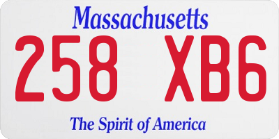 MA license plate 258XB6