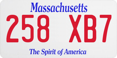 MA license plate 258XB7