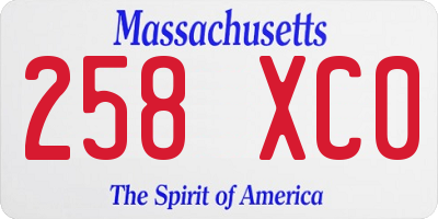 MA license plate 258XC0