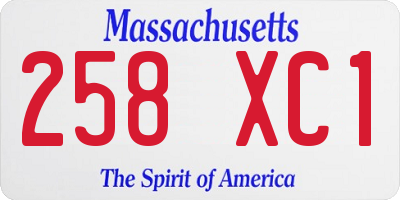 MA license plate 258XC1
