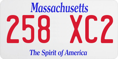 MA license plate 258XC2
