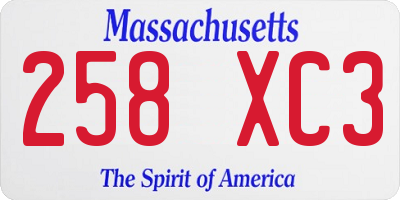 MA license plate 258XC3