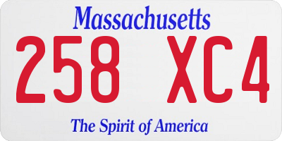 MA license plate 258XC4