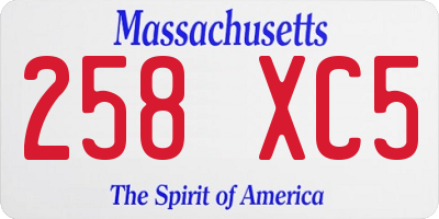MA license plate 258XC5