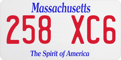 MA license plate 258XC6