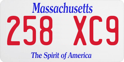 MA license plate 258XC9