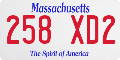 MA license plate 258XD2