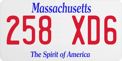 MA license plate 258XD6