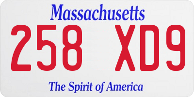 MA license plate 258XD9