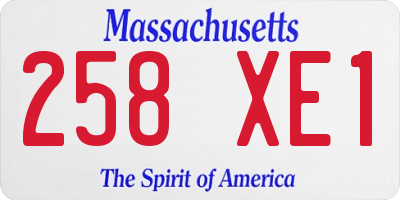 MA license plate 258XE1