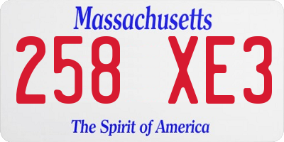 MA license plate 258XE3